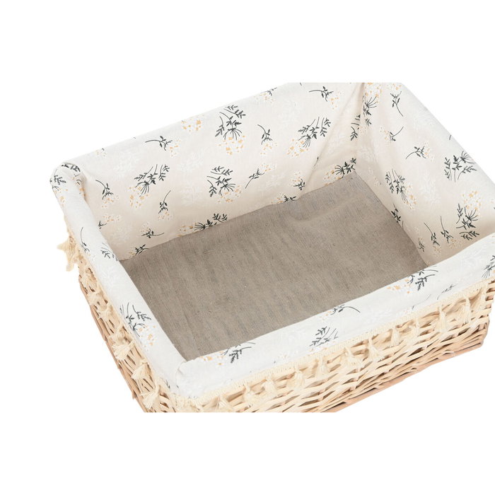 DKD Home Decor Set de 5 Cestas de Ropa Mimbre y Algodón Natural CAMOMILA