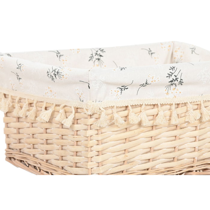 DKD Home Decor Set de 5 Cestas de Ropa Mimbre y Algodón Natural CAMOMILA