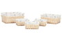 DKD Home Decor Cesta Ropa Shabby Mimbre Algodón Natural Set de 5 Piezas 38 x 22 x 48 cm
