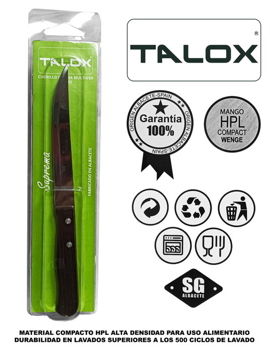 TALOX Cuchillo de Cocina Multiuso 23 cm con Hoja Lisa de 13 cm