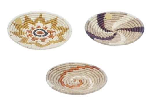 DKD Home Decor Set de 3 Decoraciones de Pared Seagrass Naranja 48x8x48 cm