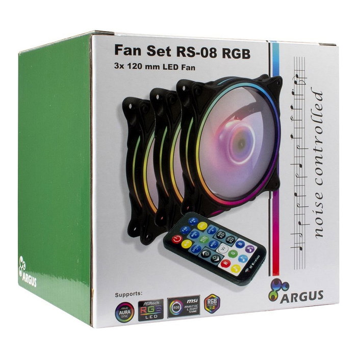 Inter-Tech ARGUS RGB-FAN SET RS-08 Set de 3 ventiladores 120x120x25 mm Inter-Tech ARGUS RGB-FAN SET RS-08 Set de 3 ventiladores 120x120x25 mm