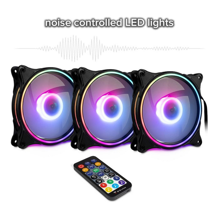 Inter-Tech ARGUS RGB-FAN SET RS-08 Set de 3 ventiladores 120x120x25 mm Inter-Tech ARGUS RGB-FAN SET RS-08 Set de 3 ventiladores 120x120x25 mm