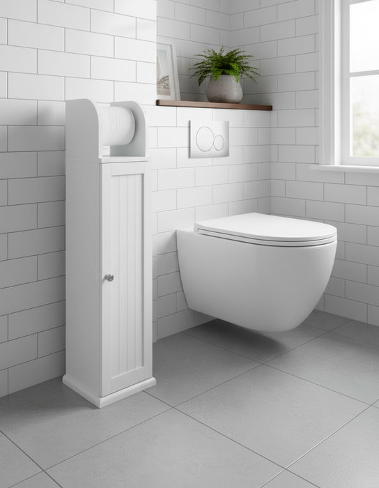 Inde Mueble Portarrollos de Papel Higiénico para Lavabo, Kit de Montaje, Dimensiones 21,1 x 7,8 x 80 cm (4 Unidades)