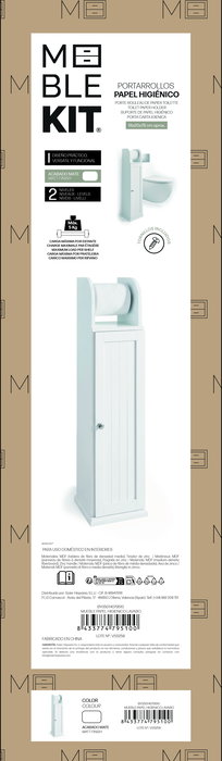 Inde Mueble Portarrollos de Papel Higiénico para Lavabo, Kit de Montaje, Dimensiones 21,1 x 7,8 x 80 cm (4 Unidades)
