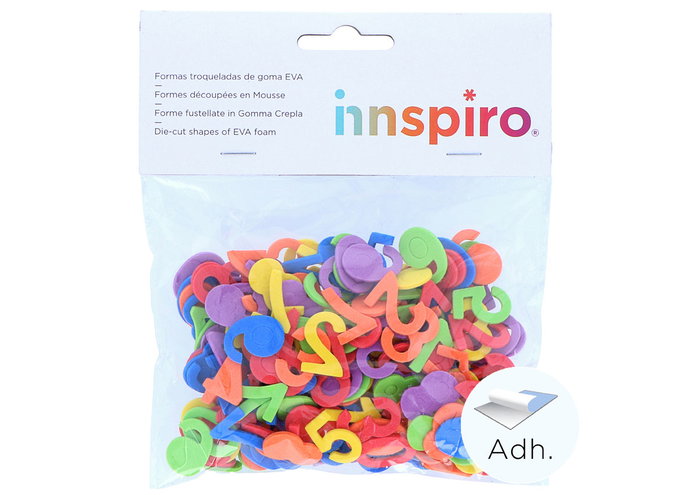 Innspiro Números 0-9 de goma EVA adhesiva 22mm, 120 unidades