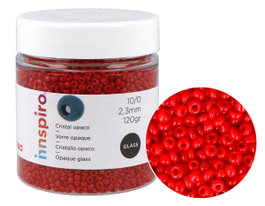 Innspiro Rocalla de Vidrio Redonda Opaco Rojo 2,3mm 120g