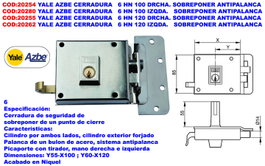 Yale AZBE HN 100 Cerradura de Sobreponer Izquierda Antipall