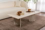 Nordure Mesa de Café Travertino Melamina 18mm Elegante y Duradera para Sala de Estar Sofisticada