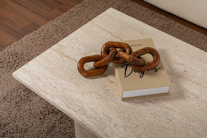 Nordure Mesa de Café Travertino Melamina 18mm Elegante y Duradera para Sala de Estar Sofisticada