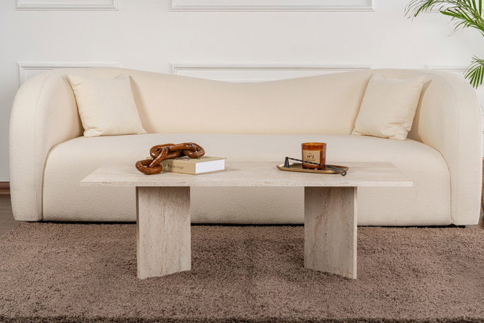 Nordure Mesa de Café Travertino Melamina 18mm Elegante y Duradera para Sala de Estar Sofisticada
