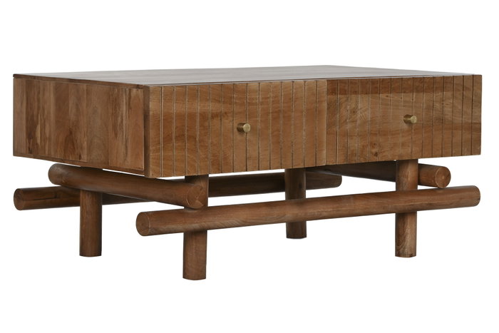 DKD Home Decor Mesa de Centro de Mango Natural con 2 Cajones