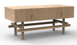 DKD Home Decor Mesa de Centro de Mango Natural con 2 Cajones