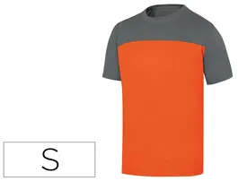 Deltaplus Camiseta de Algodón Bicolor Manga Corta Gris/Naranja Talla S 100% Algodón