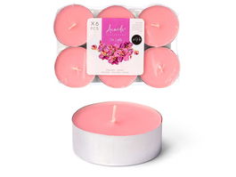 Acorde Set 6 Velas Tea Light Maxi 9 H Orquidea 17.5x2.2x11.8 cm Cera Rosa (Set de 24)