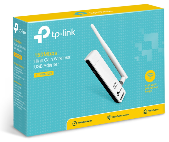 TP-Link TL-WN722N Adaptador USB Wi-Fi N 150Mbps con Antena de 4dBi