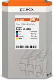 Prindo Classic XL Compatible Brother LC-421XL Multipack Negro, Cian, Magenta, Amarillo 2000 Páginas