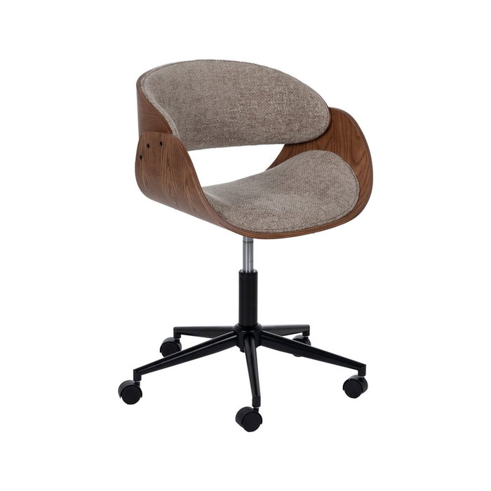 Ixia Silla con ruedas beige-marrón tejido-madera
