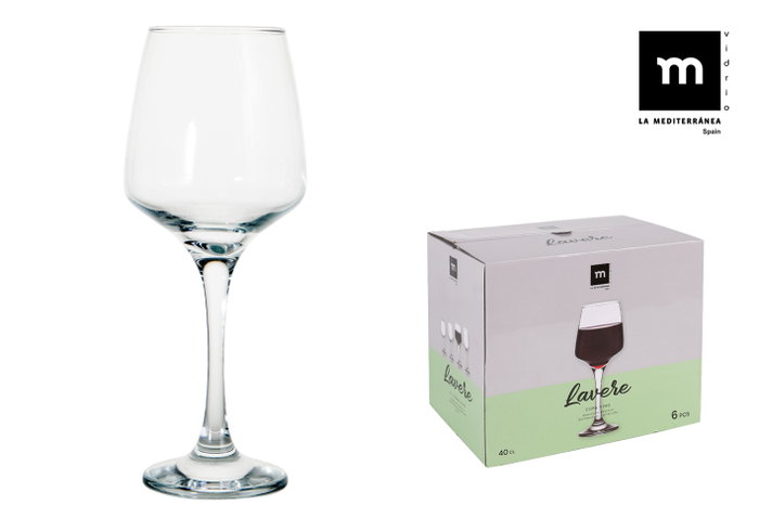La Mediterranea Set de 4 cajas de 6 copas de vino/agua Lavere 400cc Cristal La Mediterranea Set de 4 cajas de 6 copas de vino/agua Lavere 400cc Cristal