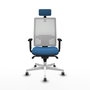 PIQUERAS Y CRESPO Silla de oficina Horna con mecanismo Sincro, Azul claro y Blanco