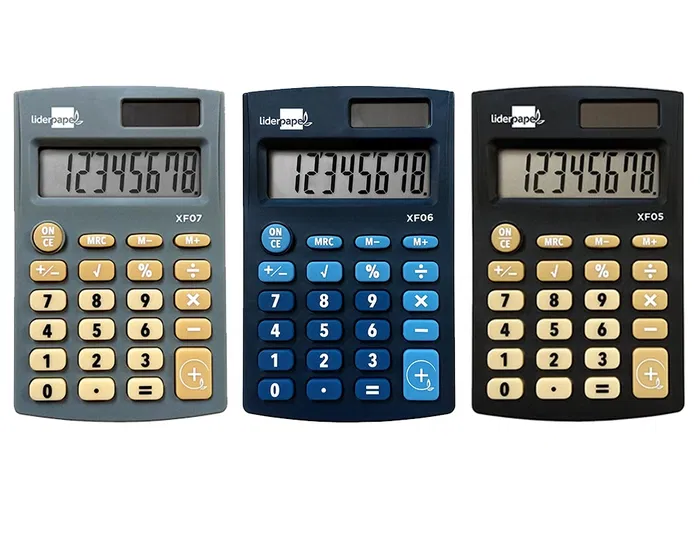 Liderpapel Calculadora XF08 Bolsillo 8 Dígitos Solar y Pilas 98x62x8 mm