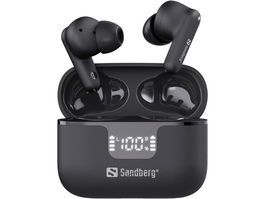 Sandberg Wireless Earbuds ANC+ENC con Cancelación de Ruido y Pantalla de Batería, Negro