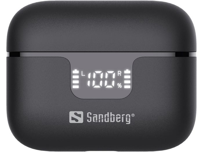 Sandberg Wireless Earbuds ANC+ENC con Cancelación de Ruido y Pantalla de Batería, Negro