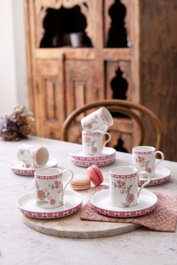 Hermia BNDSR12KT43012782 Juego de 12 Tazas de Café de Porcelana Rosa para Espresso