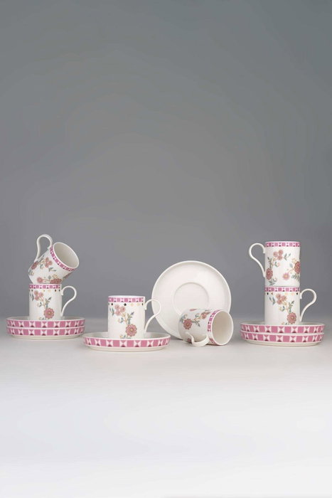 Hermia BNDSR12KT43012782 Juego de 12 Tazas de Café de Porcelana Rosa para Espresso