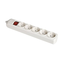 Solera Base bipolar 5 tomas Schuko blanca con interruptor