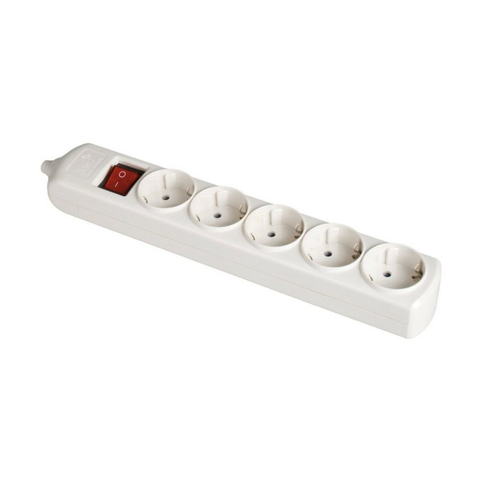 Solera Base bipolar 5 tomas Schuko blanca con interruptor