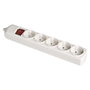Solera Base de enchufe múltiple bipolar, 5 tomas Schuko con interruptor luminoso, sin cable, blanco, T/TL 10/16A 250V 3500W