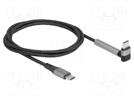 DeLOCK 81172 Cable USB 2.0 Tipo-C a Tipo-C Angular con Función de Soporte, 60 W, 1,5 m