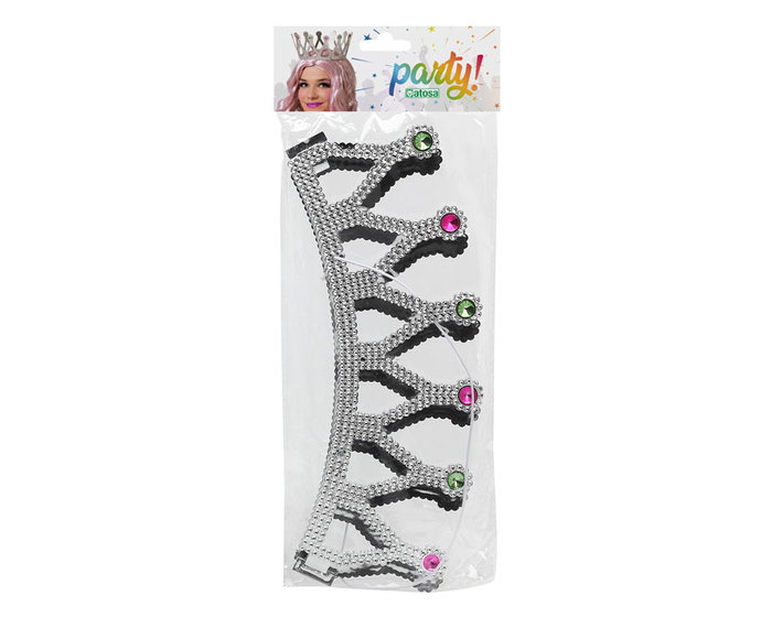 Atosa Corona Plateada Festival Fantasy para Mujer Adulta o Reina Halloween