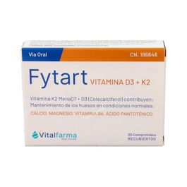 VITALFARMA Fytart 30 Cápsulas - Complemento para Huesos y Músculos con Calcio, Fósforo, Magnesio, Vitamina K2 y D3