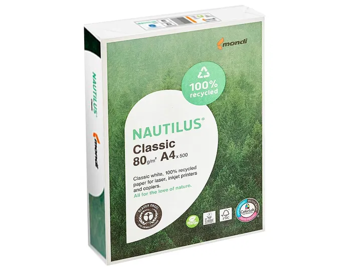 Nautilus Papel Multifuncion Din A4 80 Gramos Blanco 500 Hojas 100% Reciclado
