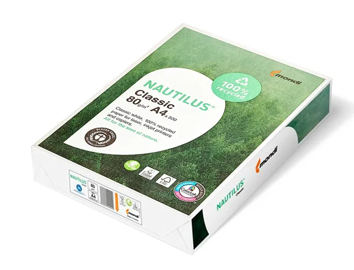 Nautilus Papel Multifuncion Din A4 80 Gramos Blanco 500 Hojas 100% Reciclado