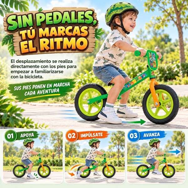 JugaToys Bicicleta sin pedales 12" Jurassic World