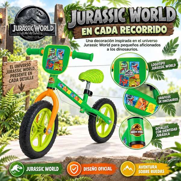 JugaToys Bicicleta sin pedales 12" Jurassic World