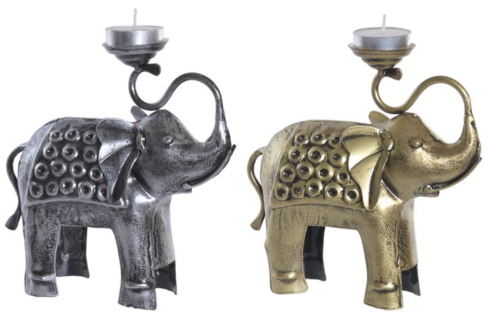 DKD Home Decor Portavela de Hierro Elefante Surtida