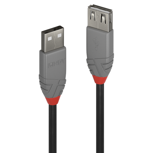 Lindy Cable de Extensión USB 2.0 Anthra Line 0,5m Negro/Gris