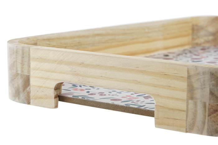 DKD Home Decor Set de 2 Bandejas Decorativas MDF Country Floral Natural 35x24x4,5 cm
