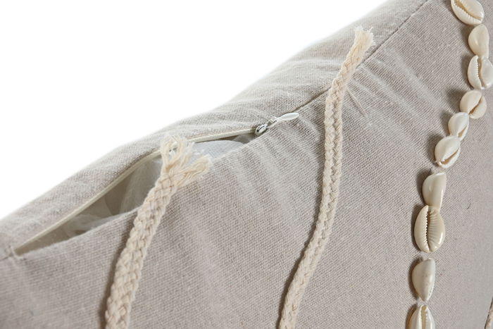 DKD Home Decor Ivory26 Cojín Boho Beige Blanco 45 x 45 cm (2 Unidades) Poliéster Algodón