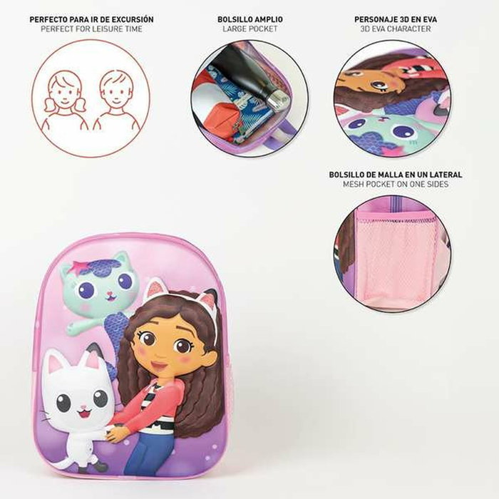 Cerdá Mochila Infantil 3D Gabby's Dollhouse Rosa