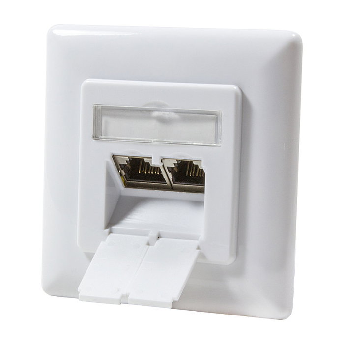 LogiLink Toma de pared Cat.6 2xRJ45 STP horizontal blanco