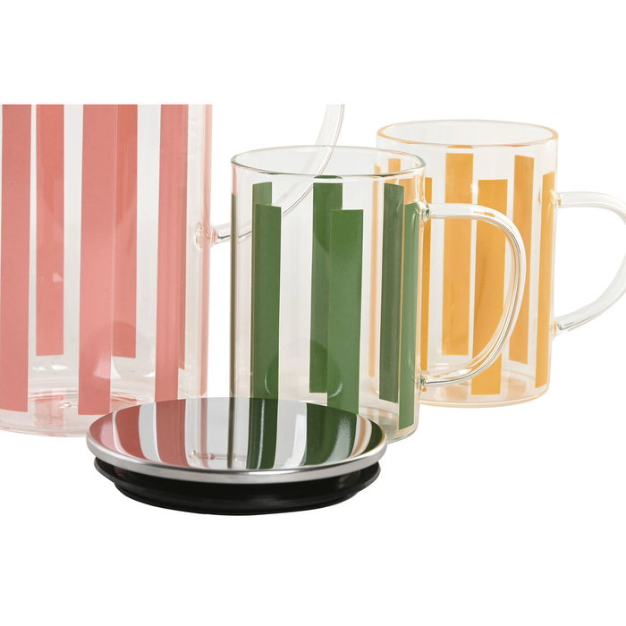DKD Home Decor Set de 3 Jarras de Cristal e Inox 1,2L - 3 Rayas DKD Home Decor Set de 3 Jarras de Cristal e Inox 1,2L - 3 Rayas