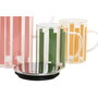 DKD Home Decor Set de 3 Jarras de Cristal e Inox 1,2L - 3 Rayas