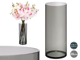 Giftdecor Jarrón Aparenza Cilíndrico de Acrílico Negro - 12 x 30 cm (Set de 12)