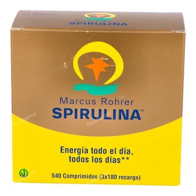 MARCUS ROHRER Spirulina Pura 100% Natural en Comprimidos - 540 Comprimidos, 300 mg cada uno - Complemento Alimenticio para Vegetarianos MARCUS ROHRER Spirulina Pura 100% Natural en Comprimidos - 540 Comprimidos, 300 mg cada uno - Complemento Alimenticio para Vegetarianos