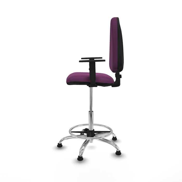 PIQUERAS Y CRESPO Taburete Aýna Morado con Brazos 1D y Base Cromada